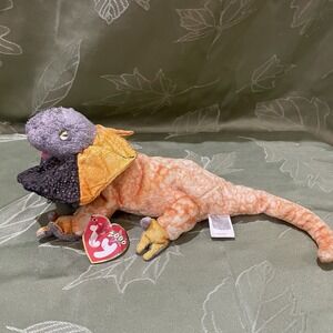 Slayer‎ Frilled Lizard Ty Beanie Baby 2000 Orange Bean Bag Plush With Tag
